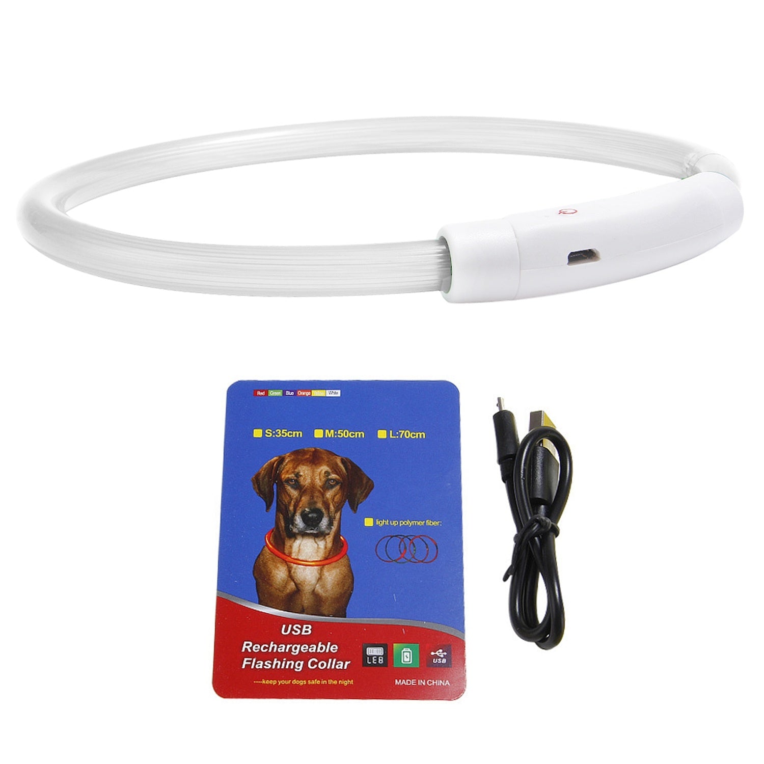 USB Rechargeable LED Dog Collar Multi Color Lighting